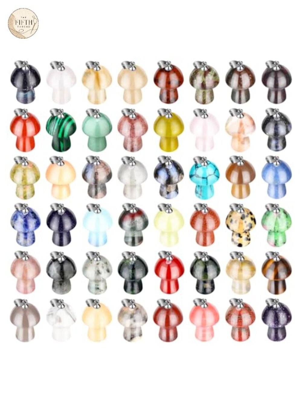 Crystal Agate Mushroom Charms 50pc Pendant Set for DIY Jewelry Making